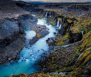 Valley of Tears, Dolina, Wąwóz Sigoldugljufur, Islandia, Wodospady Sigoldugljufur, Rzeka