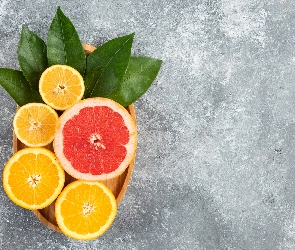 Taca, Cytryny, Cytrusy, Owoce, Grejpfrut, Pomarańcze