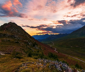 Przełęcz, Niebo, Skały, Włochy, Kolorowe, Droga, Mortirolo Pass, Góry, Alpy