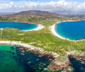 Morze, Gurteen Beach, Zatoki, Dogs Beach, Góry, Plaże, Irlandia, Tra na Feadoige Beach