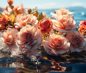 2D, Woda, Kwiaty, Róże