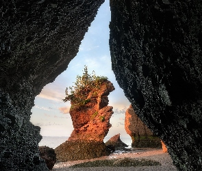 Jaskinia, Kanada, Nowy Brunszwik, Park Hopewell Rocks, Skały