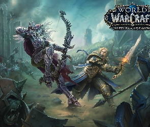 Plakat, Miecz, Łuk, Walka, Postacie, World of Warcraft Battle for Azeroth, Sylvanas Windrunner, Anduin Wrynn, Gra, Rycerze