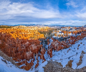 Stany zjednoczone, Stan Utah, Skały, Góry, Śnieg, Park Narodowy Bryce Canyon