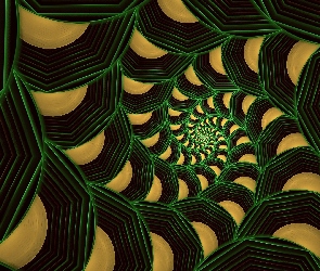 Wzór, Spiralny, Żółto-zielony, Fraktal