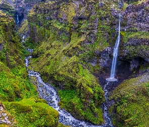 Islandia, Hangandifoss, Kanion Mulagljufur, Wodospad