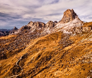 Prowincja Belluno, Passo di Giau, Góry, Droga, Przełęcz, Włochy, Dolomity