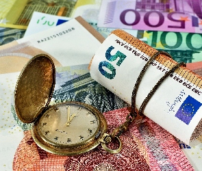 Kieszonkowy, Zegarek, Pieniądze, Euro