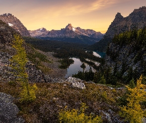 Kolumbia Brytyjska, Mary Lake, Kanada, Jeziora, Góry, Park Narodowy Yoho, Drzewa, Lake OHara