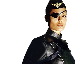 czarny strój, czapka, Angelina Jolie