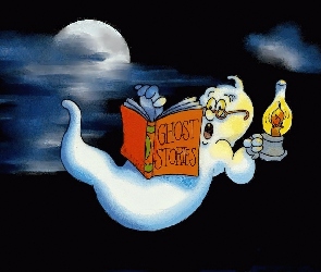 książka, duch , Halloween, księżyc
