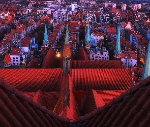 Polska, Gdańsk, Domy, Miasto