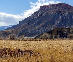 Stany Zjednoczone, Utah, Sucha, Góry, Trawa, Caineville Mesa