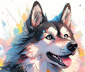 Farba, Siberian husky, Grafika, Pies