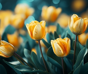 Grafika, Kwiaty, Tulipany, Żółte