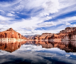 Utah, Skały, Powell Lake, Jezioro, Stany Zjednoczone