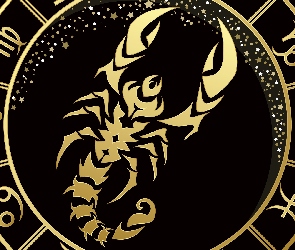 Znak zodiaku, Tło, Czarne, Skorpion, Złoty