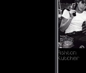 pasek, t-shirt, Ashton Kutcher, biały