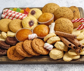 Żelki, Lizaki, Ciastka, Łakocie, Muffinki, Deska, Rurki