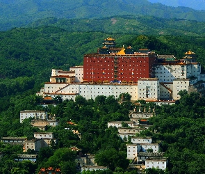 Chengde, Putuo Zongcheng Temple, Góry, Chiny, Świątynia, Zalesione, Las