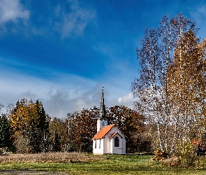Saksonia Anhalt, Chmury, Niemcy, Niebo, Polana, Elend, Kościół, Drzewa