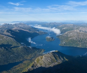 Fiord, Norwegia, Lofoty, Gullesfjorden, Góry