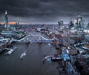 Tower Bridge, Most, Londyn, Budynki, Statki, Anglia, Rzeka Tamiza