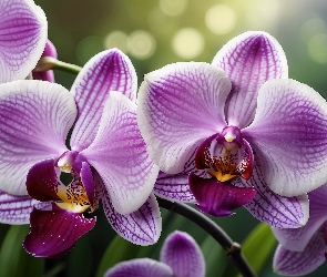 Purpurowa, Grafika, Storczyk, Orchidea, Kwiat