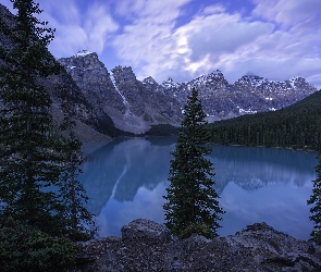 Kanada, Drzewa, Góry, Park Narodowy Banff, Canadian Rockies, Jezioro Moraine