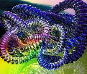 Kolorowy, 3D, Wąż