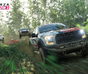 Samochody, Las, Forza Horizon 3, Ford, Wyścig, Terenowe, Plakat, Droga