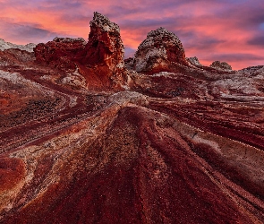 Arizona, Vermilion Cliffs, Kolorowe, Stany Zjednoczone, Skały, Zachód słońca, Niebo