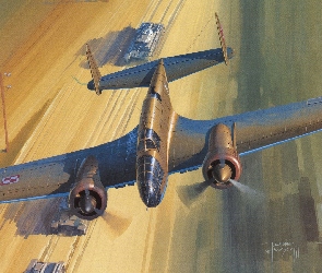 Lot, PZL.37 B ŁOŚ, Jarosław Wróbel, Czołgi, Bombowiec, Reprodukcja obrazu, Samolot