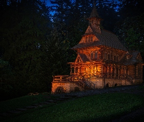 Noc, Jaszczurówka, Zakopane, Polska, Kościół, Kaplica
