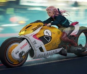 Kobieta, Kierowca, Cyberpunk Red, Gra, Motocykl, Zonda Parallax