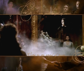 Phantom Of The Opera, kwiaty, Gerard Butler, Emmy Rossum, dym