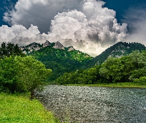 Polska, Pieniny, Chmury, Rzeka Dunajec, Góry, Trzy Korony