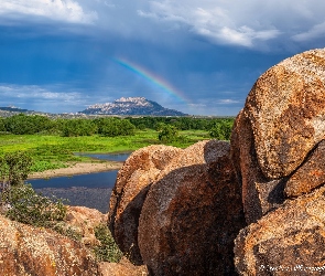 Tęcza, Stany Zjednoczone, Arizona, Wzgórza, Skały