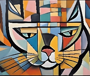 Kubizm, Obraz, Kot, Grafika