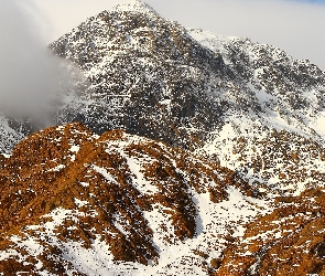 Walia, Mgła, Góry Kambryjskie, Ośnieżone, Szczyt, Mount Snowdon