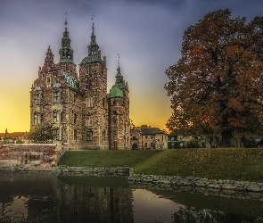 Kopenhaga, Fosa, Dania, Muzeum, Drzewo, Zamek Rosenborg, Budynki, Jesień