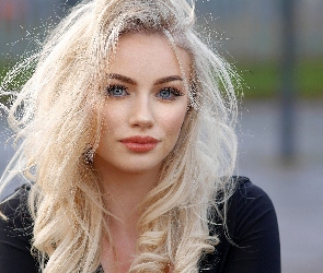 Blondynka, Oczy, Niebieskie, Makijaż, Kobieta