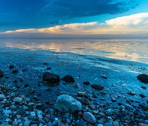 Kamienie, Brzeg, Wschód słońca, Morze