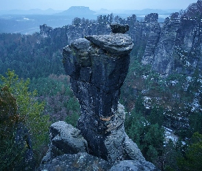 Skały, Niemcy, Park Narodowy Saskiej Szwajcarii, Drzewa, Góry