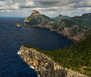 Półwysep Formentor, Wyspa Majorka, Morze, Hiszpania, Zachód słońca, Skała, Wybrzeże, Klif, Góry Serra de Tramuntana