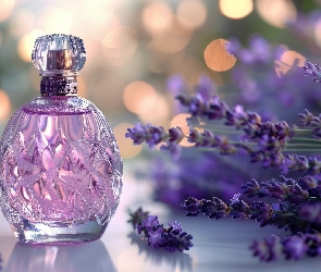 Flakon, Lawenda, Kwiaty, Perfumy, Kompozycja