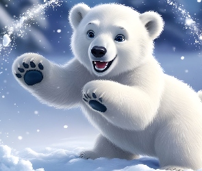 Śnieg, Grafika, Niedźwiedź polarny