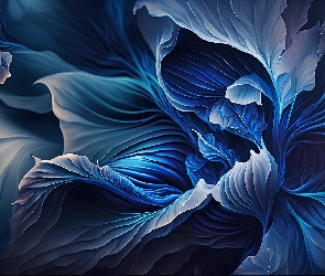 Liście, Abstrakcja, Grafika, Niebieska