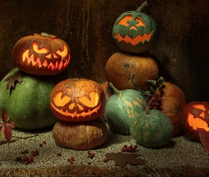 Stół, Halloween, Dynie