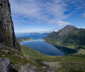 Lofoty, Morfjorden, Fiord, Góry, Norwegia